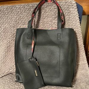 Reversible Black/Red Plaid Tote